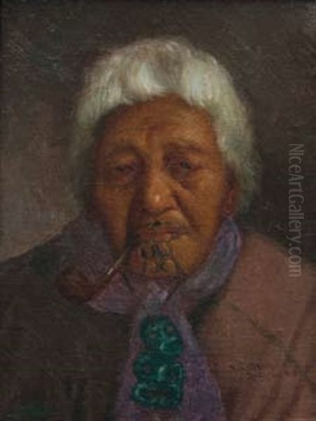 Maori Head (study) Oil Painting by Vera Cummings