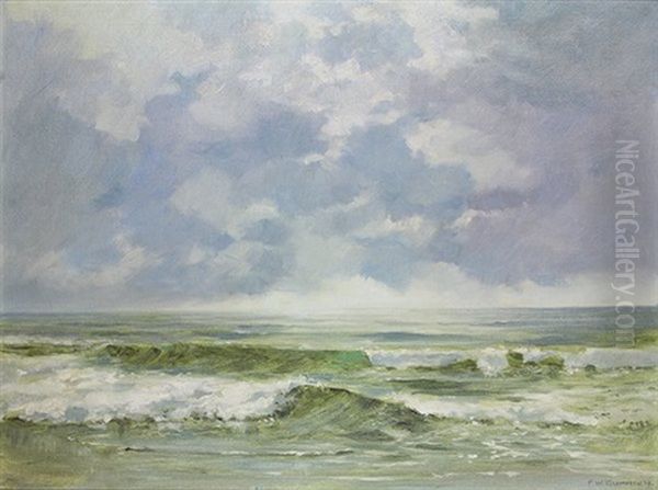 Clouds And Waves Oil Painting by Frank William Cuprien
