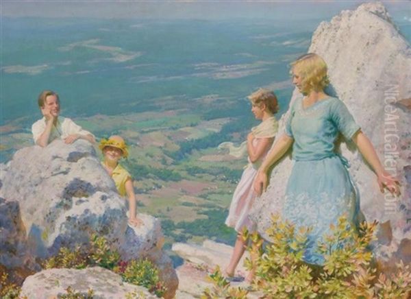 Blue And Gold Oil Painting by Charles Curran
