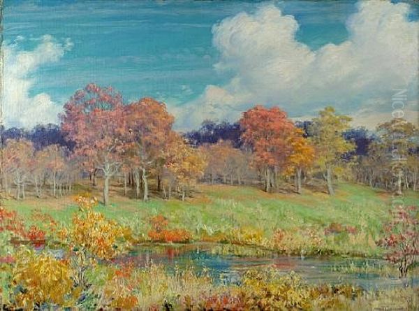 Fall Landscape Oil Painting by Charles Courtney Curran