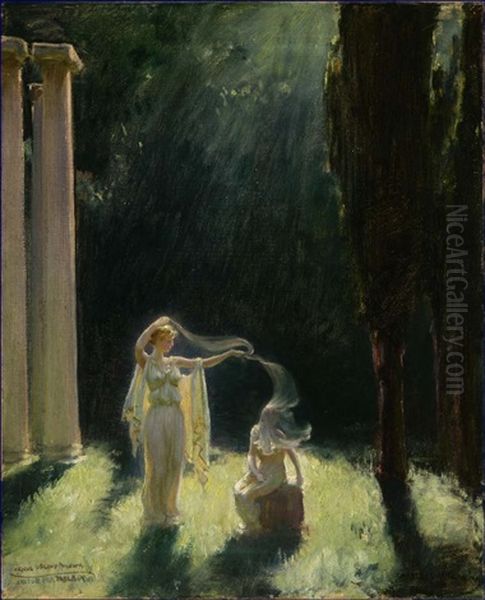 Venus Veiling Pandora Oil Painting by Charles Courtney Curran
