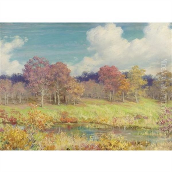 Autumn Landscape Oil Painting by Charles Courtney Curran