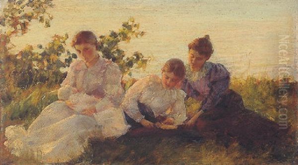 Three Women Oil Painting by Charles Courtney Curran