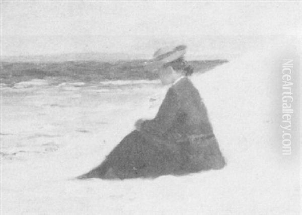Girl On A Dune Oil Painting by Charles Curran