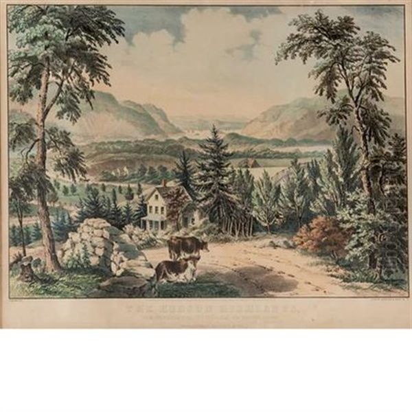 The Hudson Highlands Oil Painting by  Currier & Ives (Publishers)