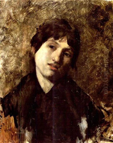 Portrait Of A Young Woman Oil Painting by Ralph Wormeley Curtis