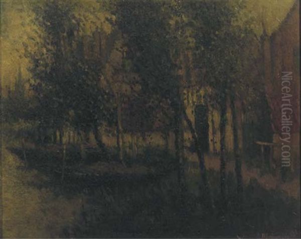 Forest Oil Painting by Henri Van Daalhoff