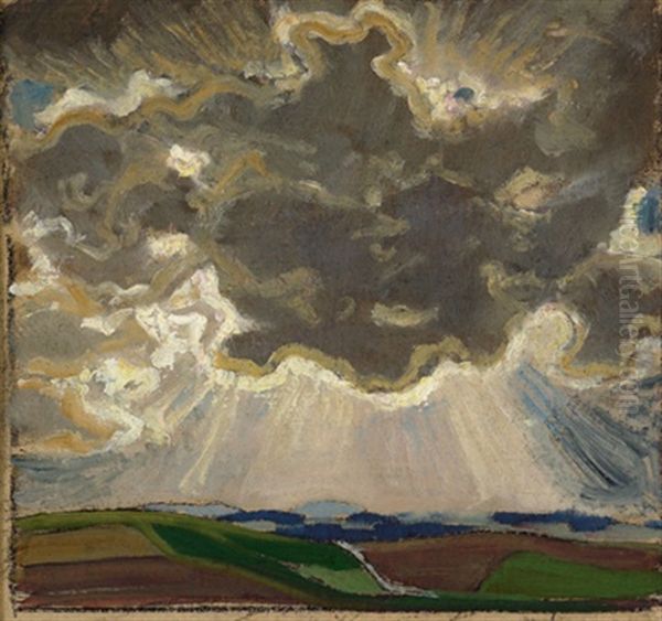 Landschaft Mit Groser Wolke Oil Painting by Wilhelm Dachauer