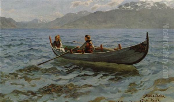 To Piker I Robalt Oil Painting by Hans Dahl