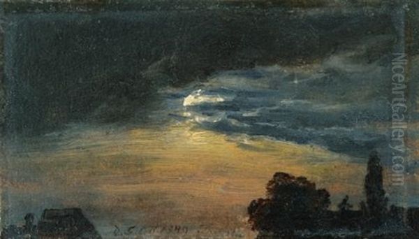 Clouds In Moonlight Oil Painting by Johan Christian Dahl