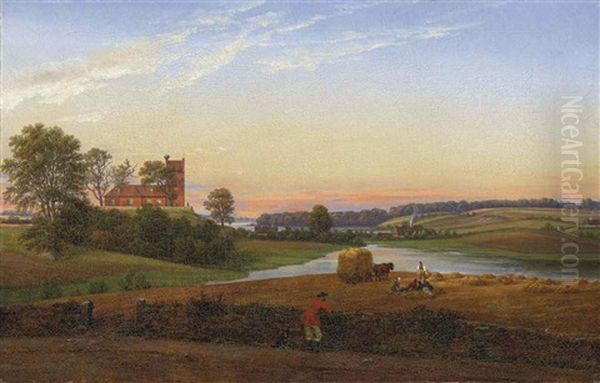 View From Bavnebakken Near Soro, Denmark Oil Painting by Johan Wilhelm Ludwig Dahl