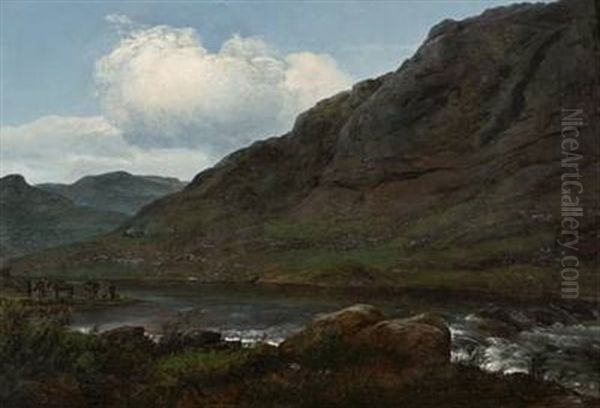 Elv Pa Hardangervidda Oil Painting by Johan Wilhelm Ludwig Dahl