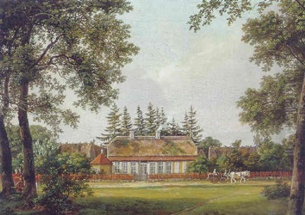 Skovridergarden Skovlyst Ved Hillerod Oil Painting by Johan Christian Dahl