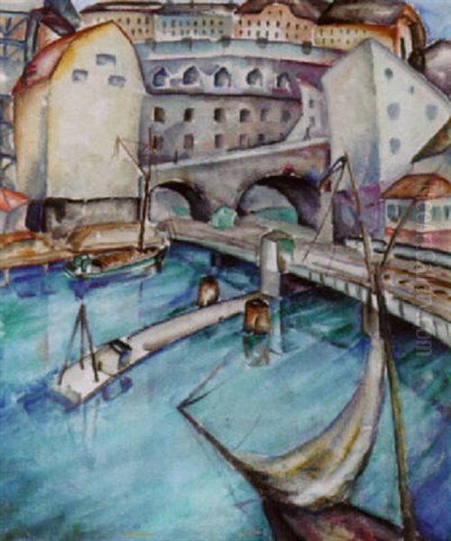 Motiv Fran Slussen Oil Painting by Ewald Dahlskog