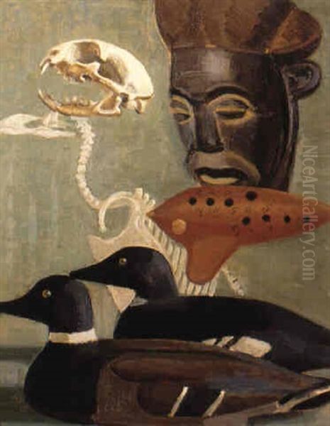 Okarinan Oil Painting by Ewald Albin Filip Dahlskog