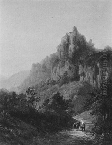 Mittelgebirgslandschaft (an Der Ahr?) Oil Painting by Alexander Joseph Daiwaille