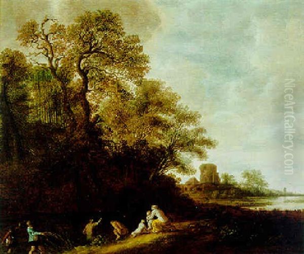 Bewaldete Fluslandschaft Mit Latona Und Den Froschen Oil Painting by Dirk Dalens the Elder