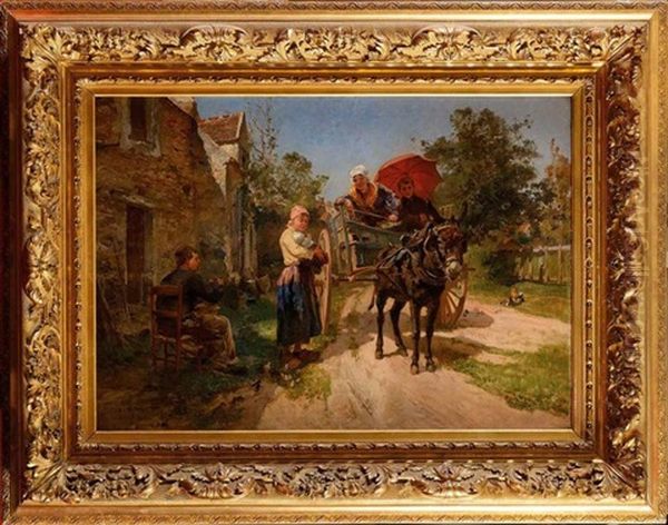 Scene Paysanne Oil Painting by Emile Charles Dameron
