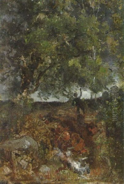 Les Chasseurs Oil Painting by Emile Charles Dameron