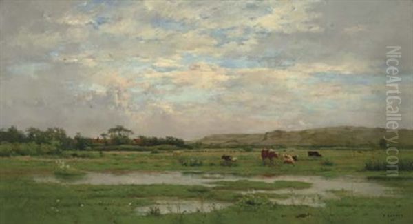 Prairies Inondees, Pas De Calais Oil Painting by Pierre Emmanuel Eugene Damoye