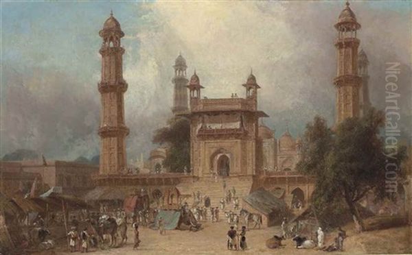 Mosque At Muttra In The Province Of Agra Oil Painting by William Daniell