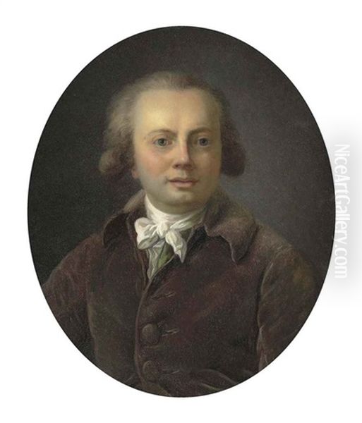 Portrait Of A Gentleman In A Brown Coat With A White Stoc Oil Painting by Henri-Pierre Danloux