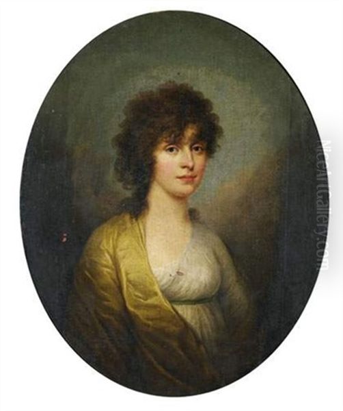 Portrait De Femme A La Robe Blanche Oil Painting by Henri-Pierre Danloux