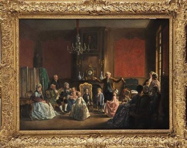 La Lecon De Danse Oil Painting by Leon Marie Constant Dansaert