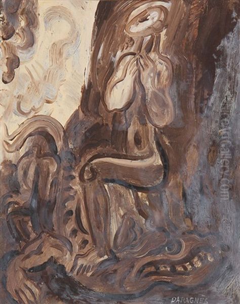 Figure Atop A Lizard Oil Painting by Jean Gabriel Daragnes
