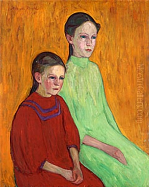 Tva Flickor Oil Painting by Nils Dardel