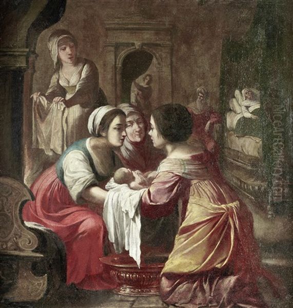 The Birth Of The Virgin Oil Painting by Jean Daret