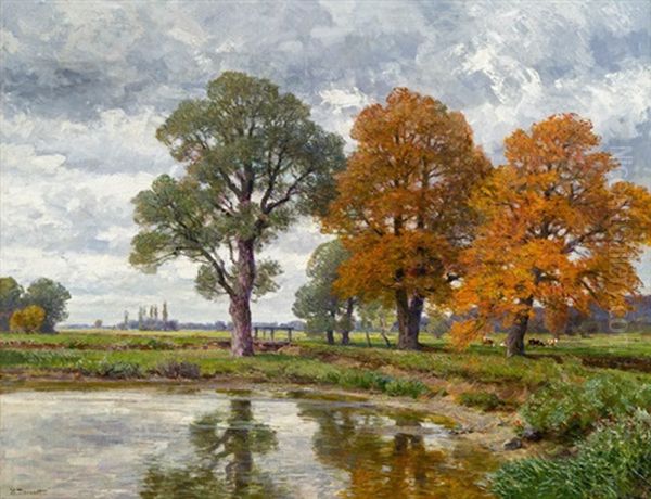 Spatherbsttag (landschaft Bei Plankenberg) Oil Painting by Hugo Darnaut