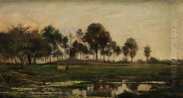 Paysage A La Mare Oil Painting by Charles-Francois Daubigny