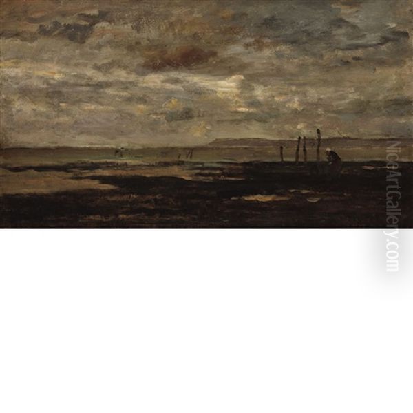 Maree Basse Oil Painting by Charles-Francois Daubigny