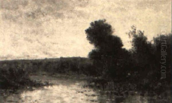 Au Bord De La Riviere Oil Painting by Charles Francois Daubigny