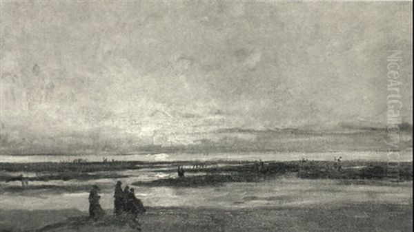 Coucher De Soleil Sur La Mer Oil Painting by Charles Francois Daubigny