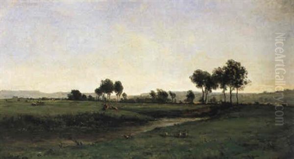 Extensive Landscape Oil Painting by Charles-Francois Daubigny