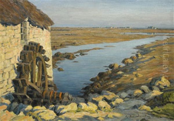 Paysage Au Moulin Oil Painting by Andre Eugene Dauchez