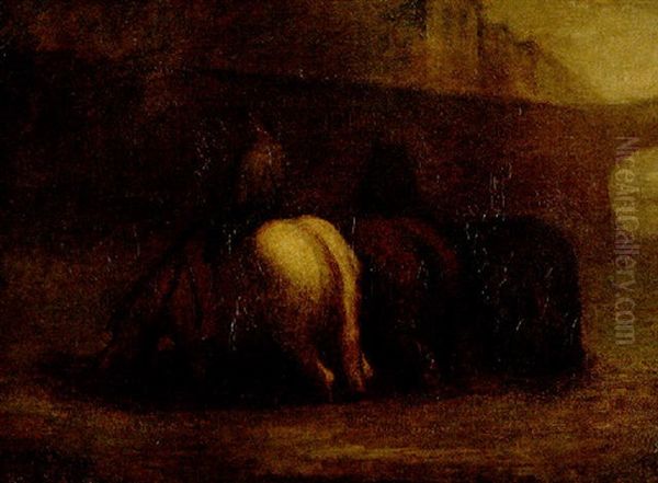 L'abreuvoir Oil Painting by Honore Daumier