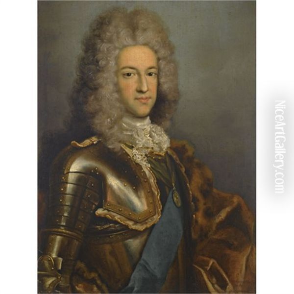 Portrait Of Prince James Edward Stuart, The Old Pretender, Wearing The Garter Sash Oil Painting by Antonio David
