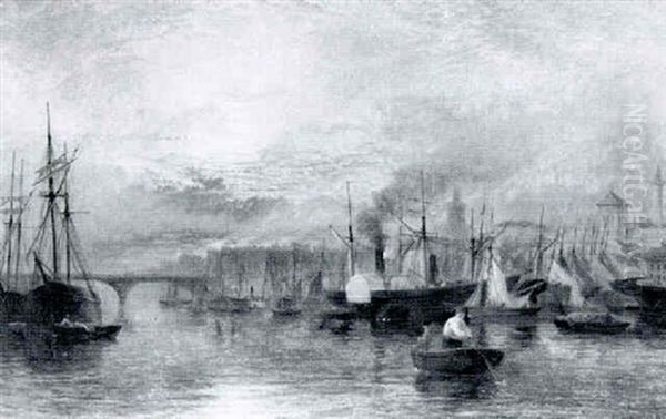 London Bridge From The Pool Oil Painting by Henry Thomas Dawson