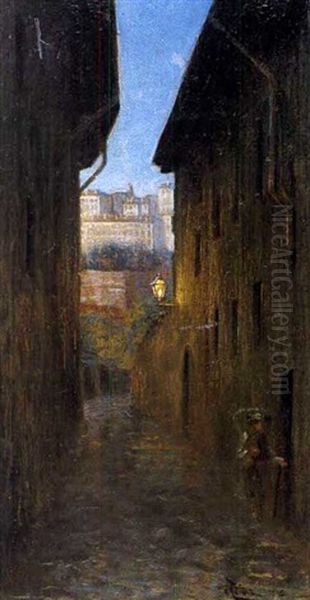 Crepuscolo A Bergamo Oil Painting by Mario De Maria