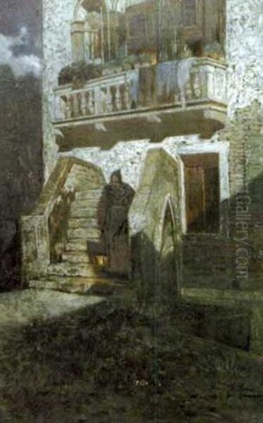La Casa Di Tintoretto A Venezia Oil Painting by Mario De Maria