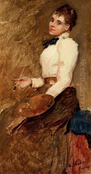Paintress Oil Painting by Lajos Deak Ebner