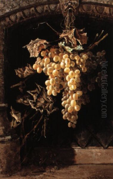 Still Life With Grapes Oil Painting by Edwin Deakin