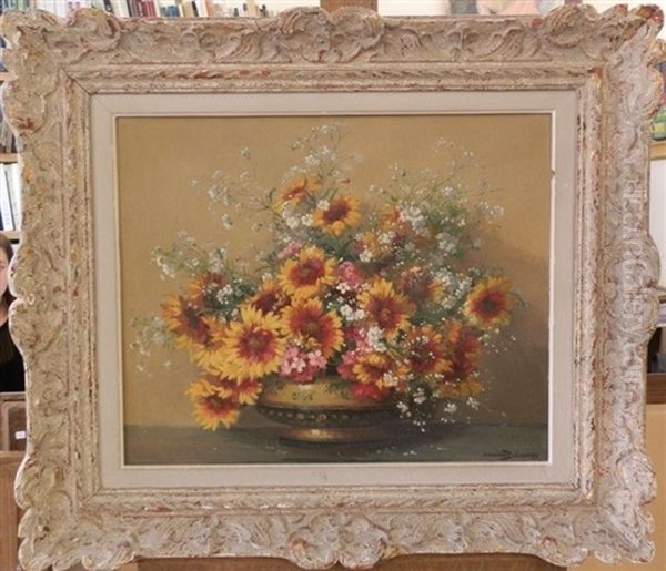Bouquet De Fleurs Oil Painting by Maurice Alfred Decamps