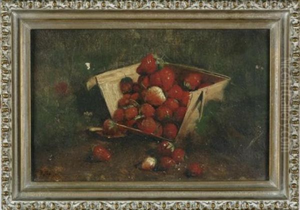 Strawberries In A Basket Oil Painting by Joseph Decker