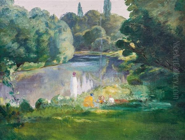 Odpoledne V Parku Oil Painting by Jan Dedina