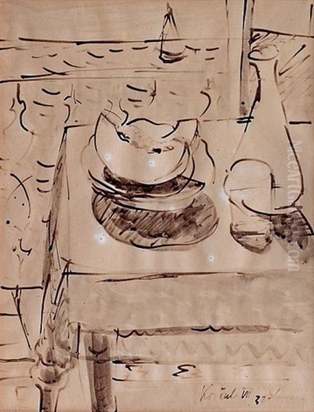 Divka S Kvetinou Ve Vlasech Oil Painting by Jan Dedina