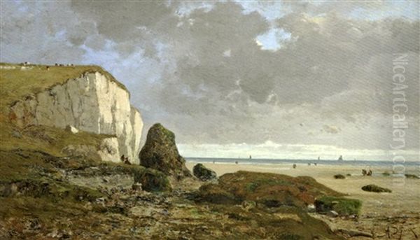 Falaise A Etretat Oil Painting by Alexandre Defaux